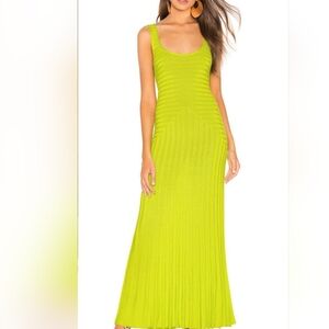 Mara Hoffman Michaela Ribbed Lime Green Maxi Dress